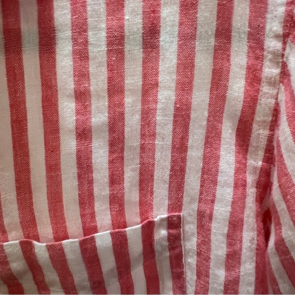 LRL Ralph Lauren  100% Linen Popover Top Womens S Pink White Striped - Picture 3 of 5